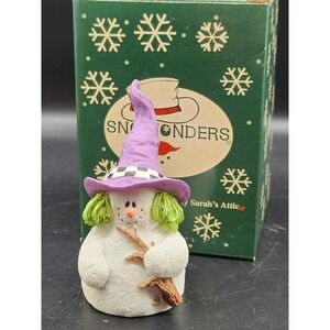 Snowonders Sarah's Attic October "Witchy" Snowman Figurine 3" 1998
